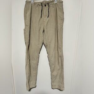 Oobe Corduroy Pants Mens 34x32 Tan Straight Stretch Flat Front Cargo Chino